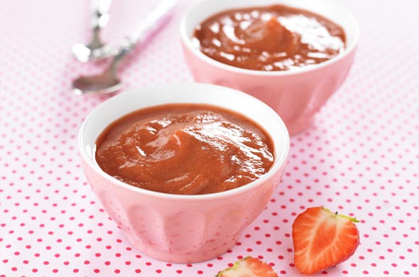 Compote de rhubarbe et fraises à la vanille