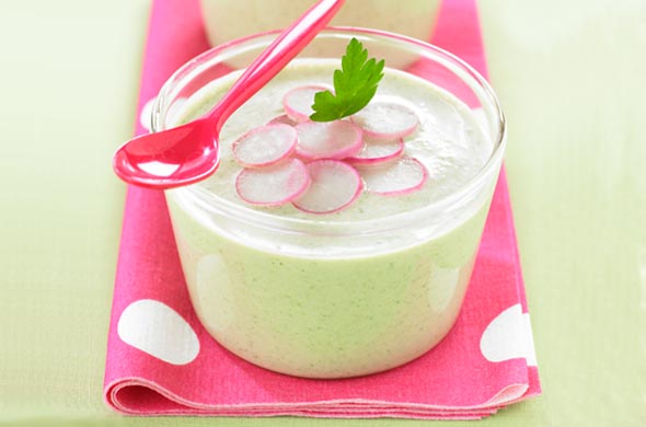 Velouté de jambon au fromage blanc et radis