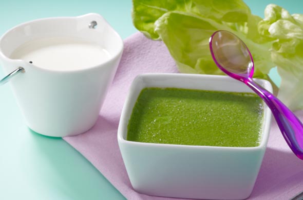 Crème de laitue au vrai bouillon de poule