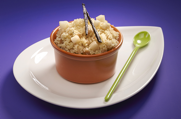 Vanilla flavoured pear with couscous