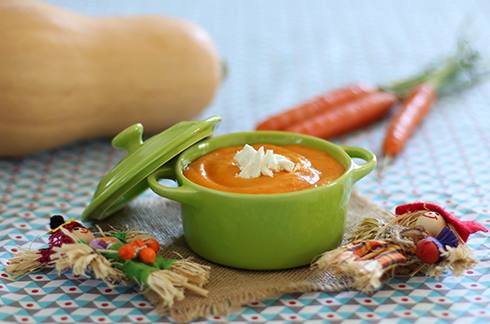 Puré de calabaza y zanahoria con queso de cabra 2