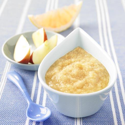 Mousse de frutas con jugo de pomelo