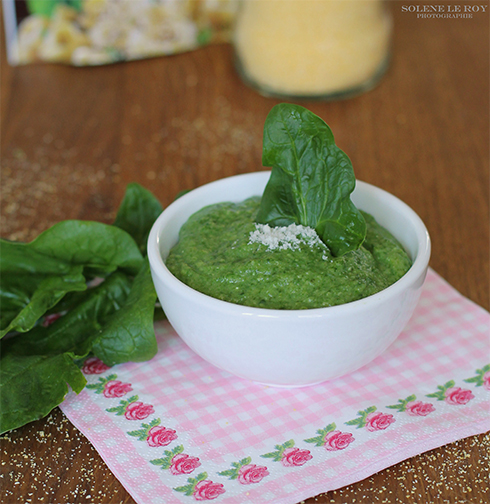 receta para bebe Polenta cremosa con espinacas y Parmesano