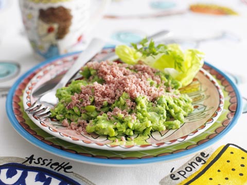 Jambon mixé et purée de petit pois et laitue Recette petit plat bébé petit pois laitue et jambon mixé
