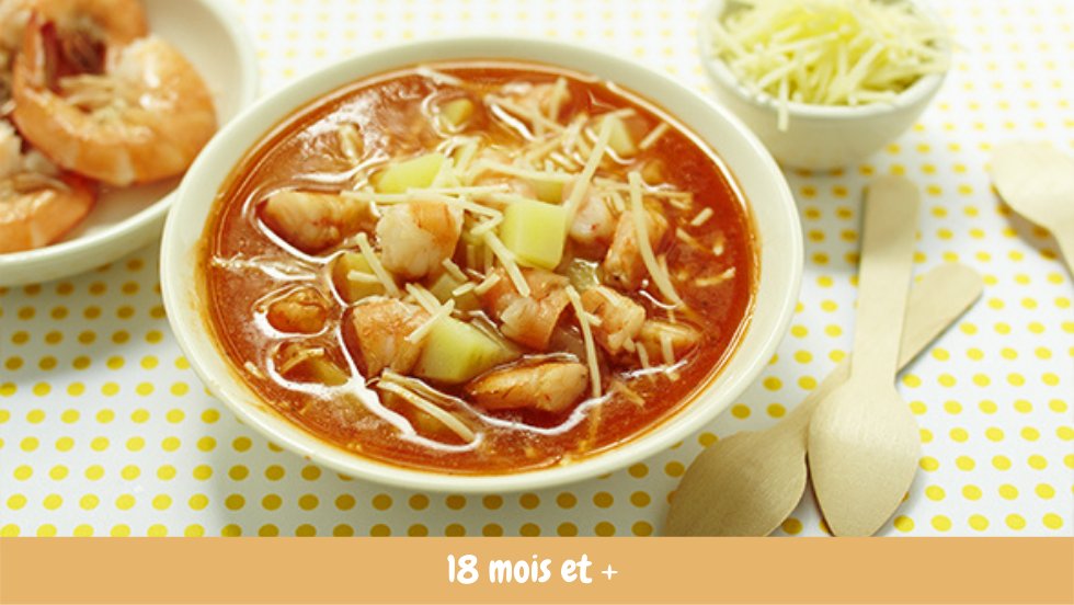Bouillabaisse aux crevettes pour bébé Cuisine de bébé